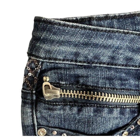 Platinum Plush LA 4991 Women's Biker Moto Jeans  Size 13  Embellished Gothic - Picture 6 of 16